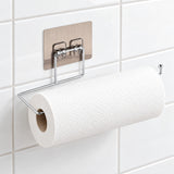 Clear-mount option holding a paper roll horizontally against a wall.