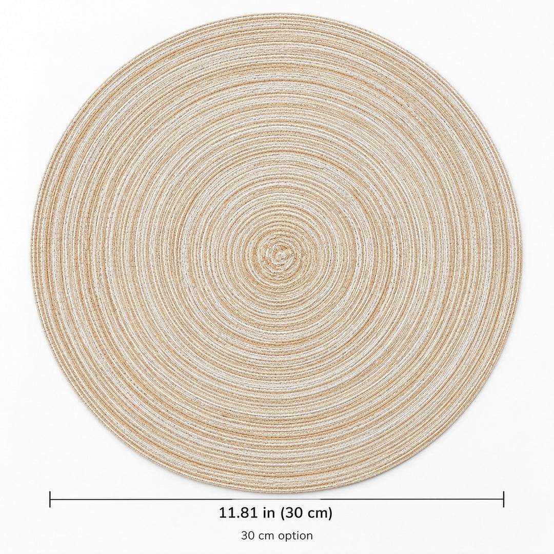 30 cm round mat with diameter measurement.