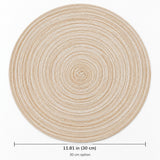 30 cm round mat with diameter measurement.