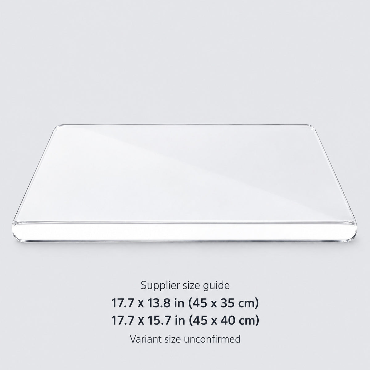 Supplier size guide: 45 x 35 or 45 x 40 cm; the current variant size is unconfirmed.