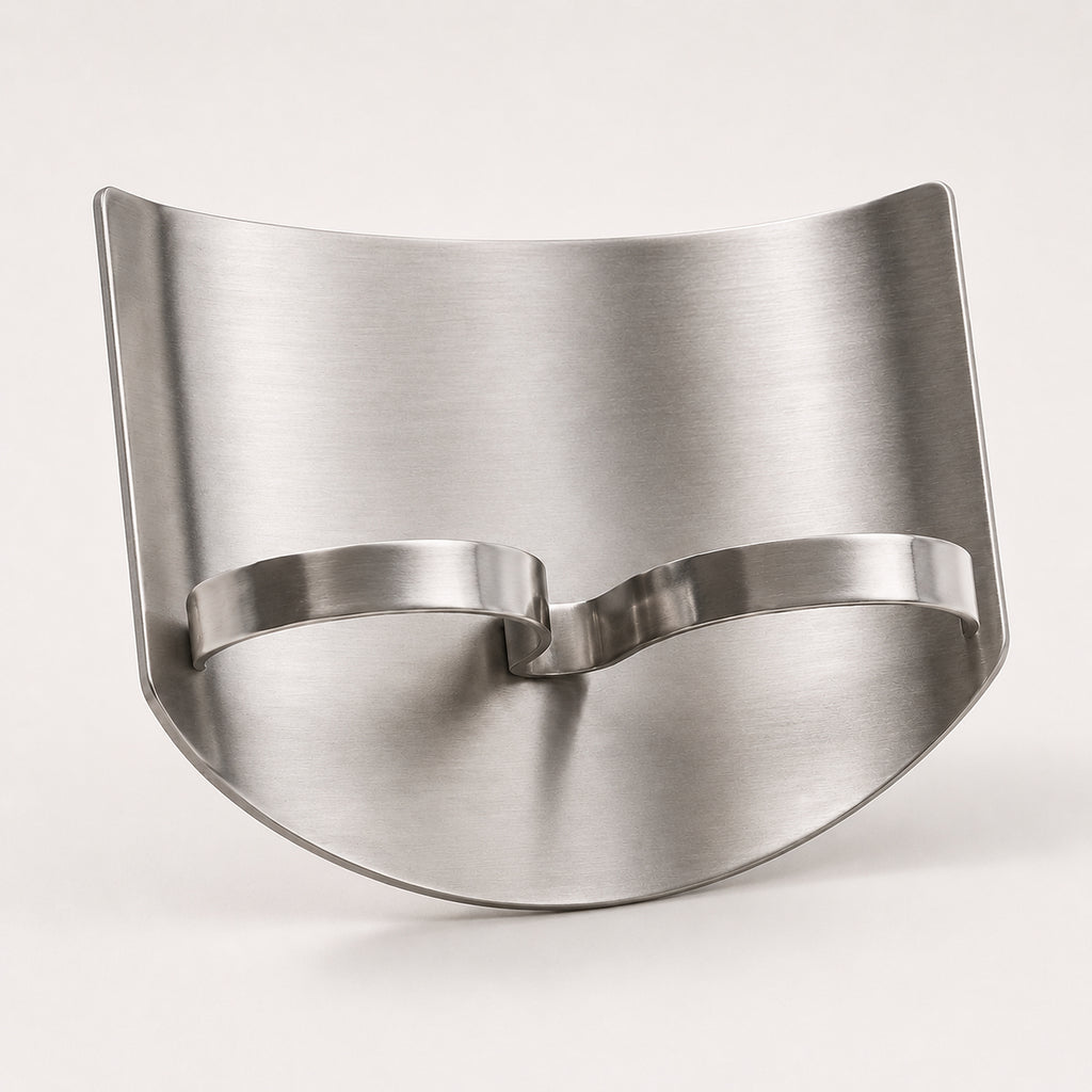 Double Finger Guard: wider stainless steel shield with two split rings side by side on the inner face
