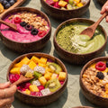 Coconut Shell Bowls with Wooden Spoons for Poke Ramen Rice