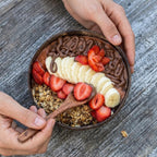 Coconut Shell Bowls with Wooden Spoons for Poke Ramen Rice