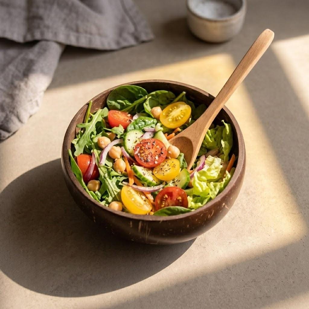 Coconut Shell Bowls with Wooden Spoons for Poke Ramen Rice