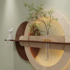 LED Backlit Round Wall Art, Wabi Sabi Textured Wood Disc