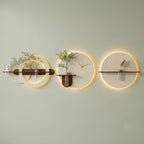 LED Backlit Round Wall Art, Wabi Sabi Textured Wood Disc