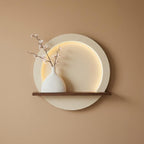 LED Backlit Round Wall Art, Small Wabi Sabi Wood Panel with