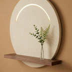 LED Backlit Round Wall Art, Small Wabi Sabi Wood Panel with