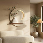 LED Backlit Round Wall Art, Small Wabi Sabi Wood Panel with