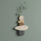 Wabi Sabi Stone Wall Art, Japandi Pebble Totem Decor