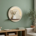 LED Backlit Round Wall Art, Small Wabi Sabi Wood Panel with
