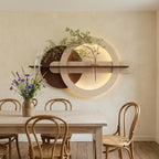 LED Backlit Round Wall Art, Wabi Sabi Textured Wood Disc