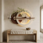 LED Backlit Round Wall Art, Wabi Sabi Textured Wood Disc