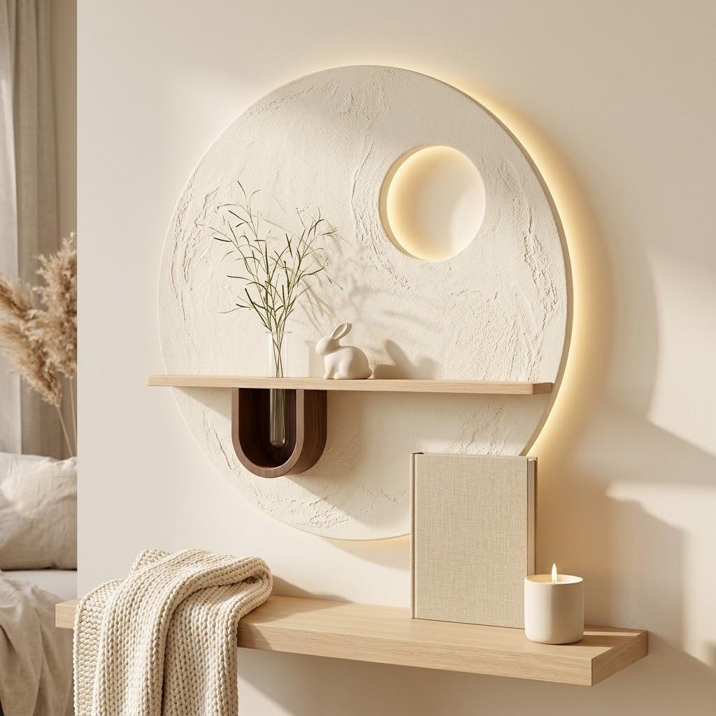 Wabi Sabi Plaster Wall Sconce, Japandi LED Decor