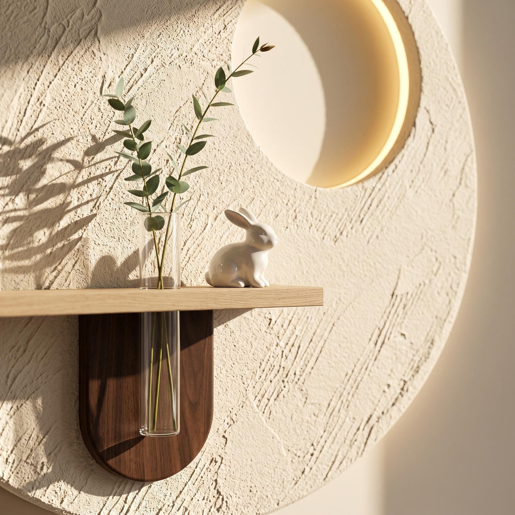 Wabi Sabi Plaster Wall Sconce, Japandi LED Decor