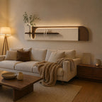 Above Sofa Wall Decor, Long Backlit Wall Art with Shelf and