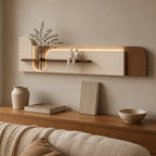 Above Sofa Wall Decor, Long Backlit Wall Art with Shelf and