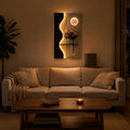 Tall Backlit Wall Art, Black Textured Panel with Shelf and