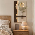 Vertical Wall Art with Shelf, Backlit Plaster Panel and