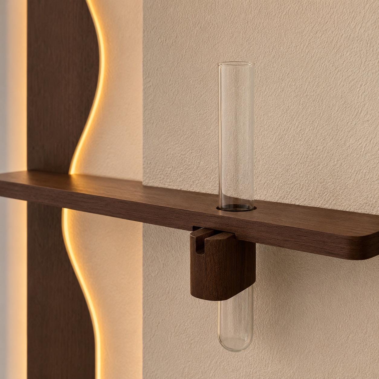 Vertical Wall Art with Shelf, Backlit Plaster Panel and