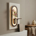 Backlit Wall Sconce Art, Tall Panel with Glowing Arch