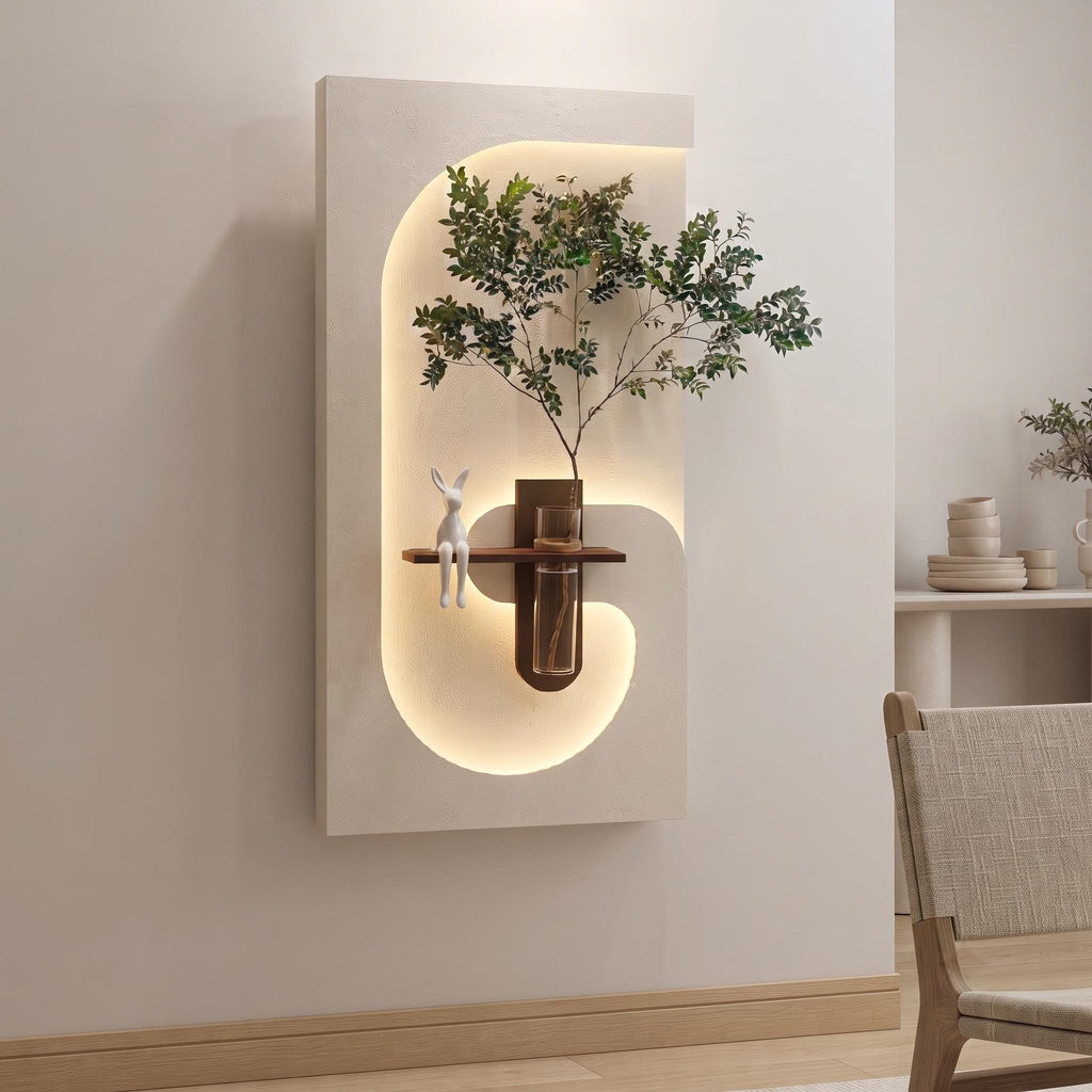Tall Wall Art with Shelf and Vase