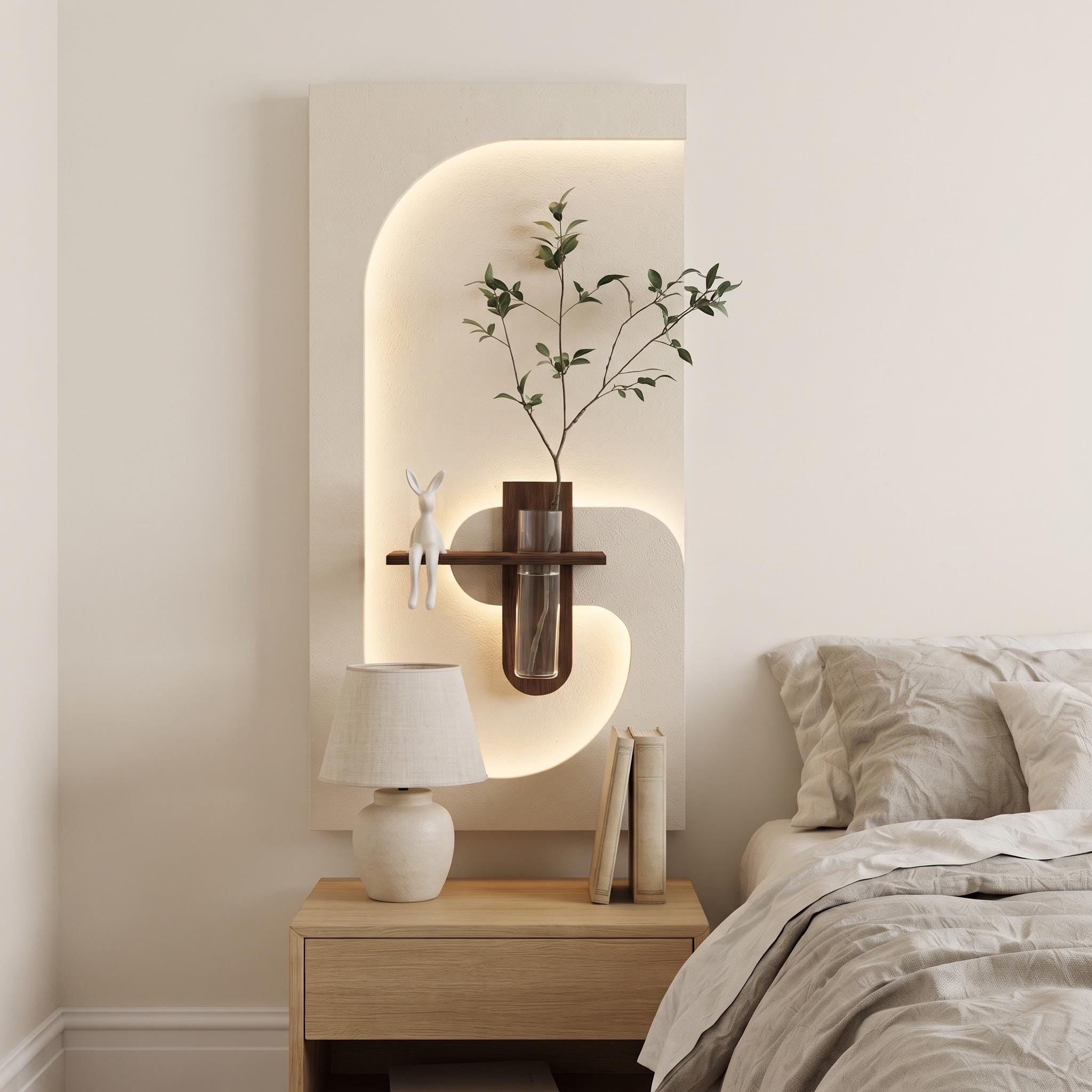 Tall Wall Art with Shelf and Vase