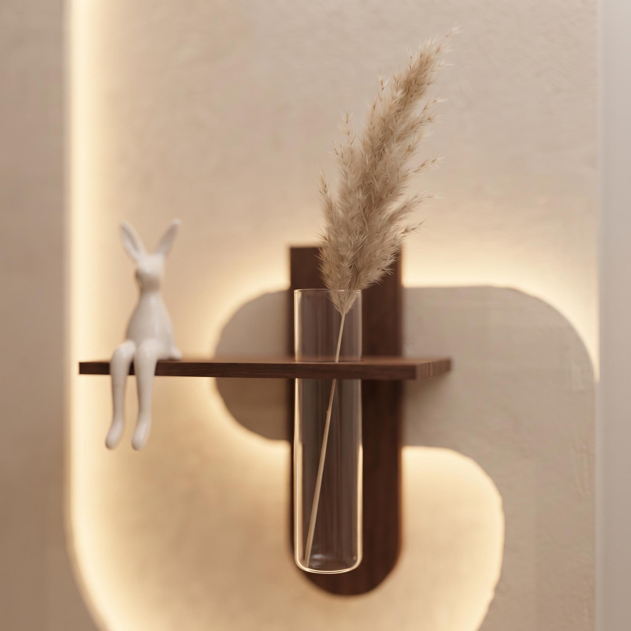Tall Wall Art with Shelf and Vase