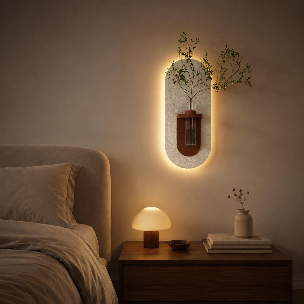 Textured LED Wall Stem Vase, Cream Test Tube Holder Mood