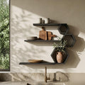 Hexagon Wall Shelf, Matte Black Pine Wood Plant Shelves