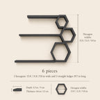 Hexagon Wall Shelf, Matte Black Pine Wood Plant Shelves