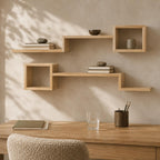 Wall Shelf Set of 6, Natural Pine Wood Cube Plant Shelves