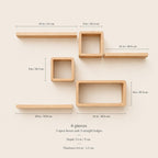 Cube Wall Shelf, Natural Pine Wood Staggered Plant Shelves