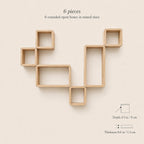 Modular Wall Shelf, Natural Pine Wood Cube Tetris Plant
