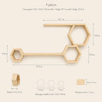 Honeycomb Wall Shelf, Natural Pine Wood Long Ledge Plant