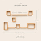 Zigzag Wall Shelf, Natural Pine Wood Cube Staggered Plant