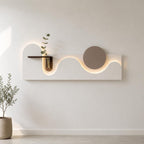 Gypsum Wall Art, Backlit Plaster Panel With Floating Bud
