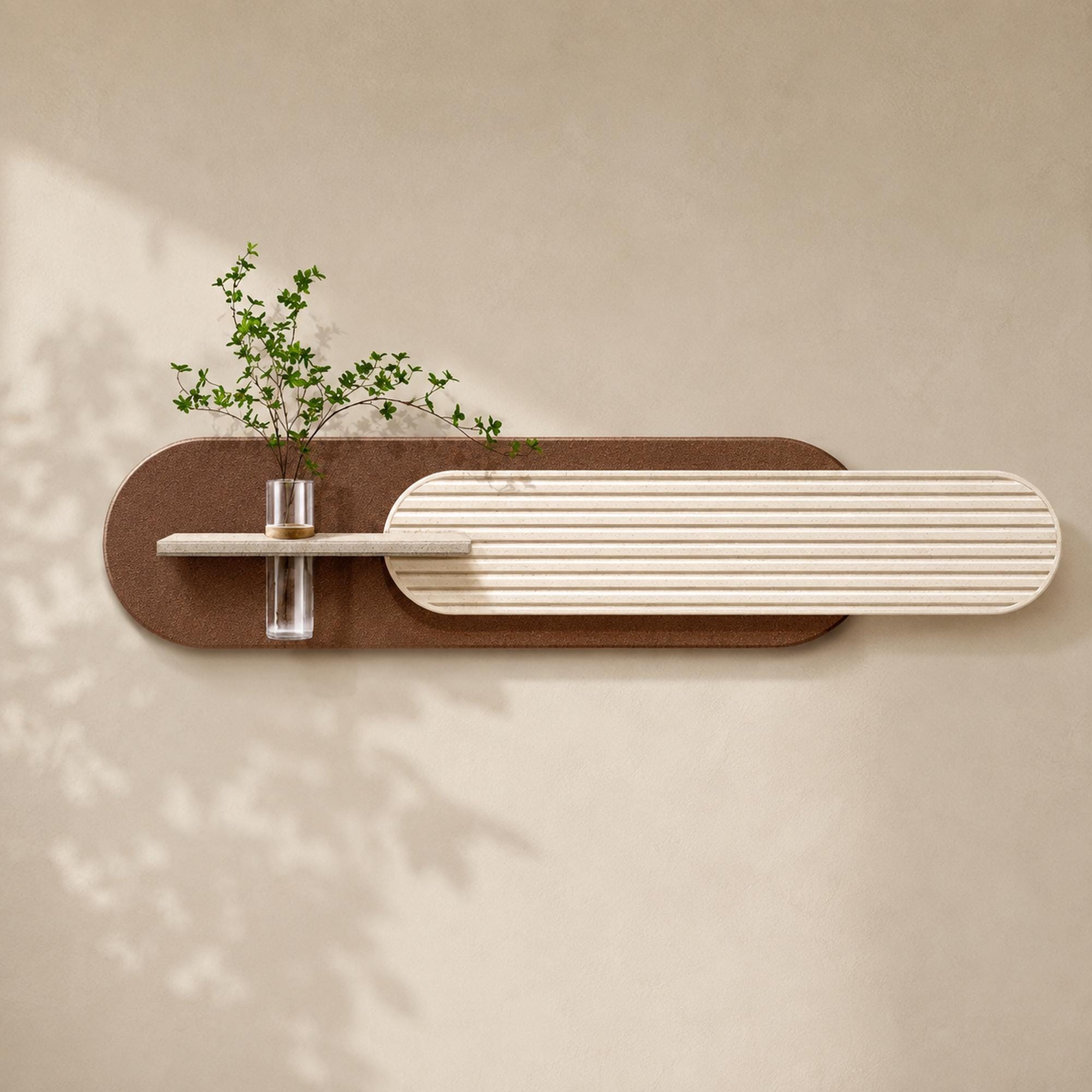 Fluted LED Wall Panel, Cream Rust Sandstone Glass Tube Vase