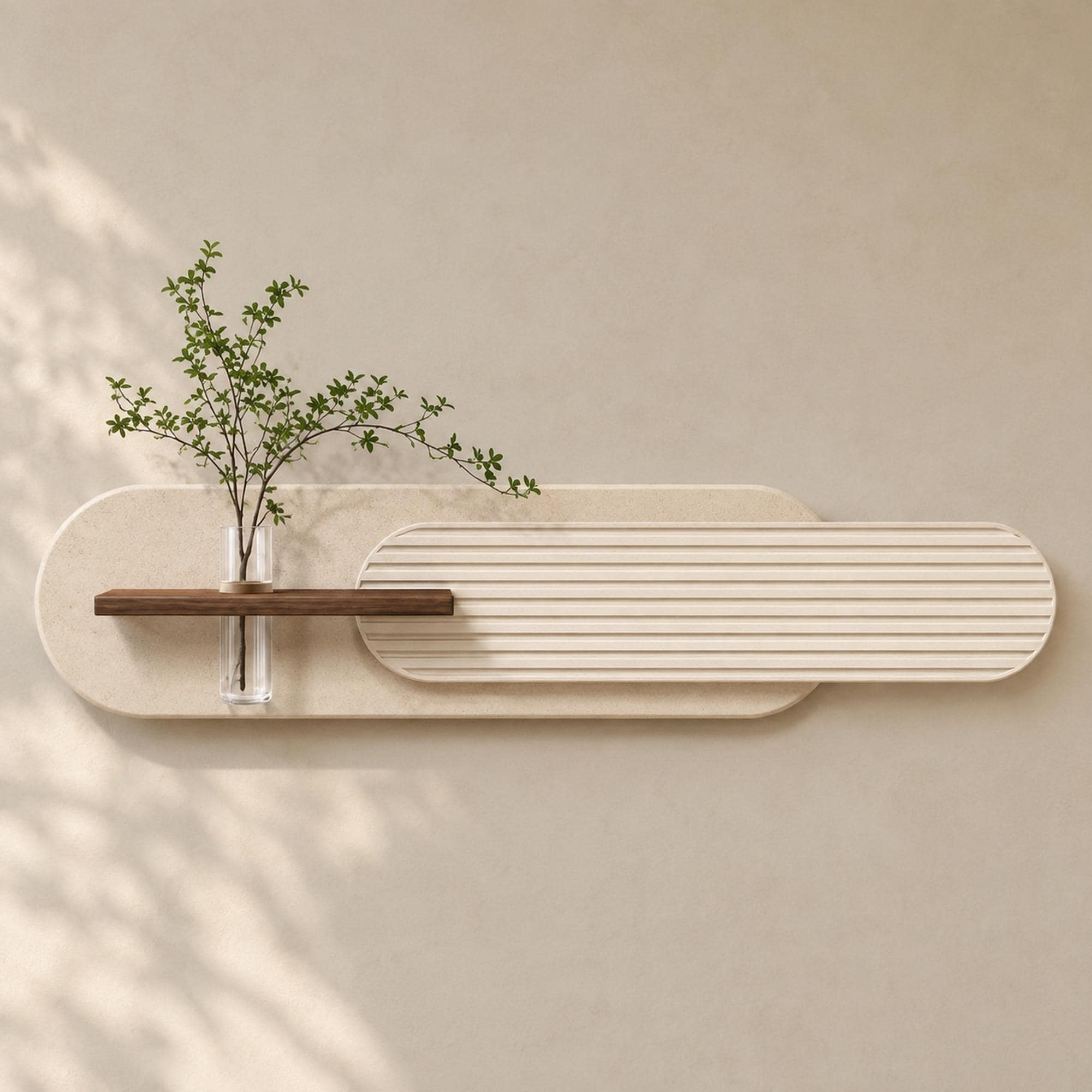 Fluted LED Wall Panel, Cream Rust Sandstone Glass Tube Vase