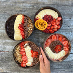 Coconut Shell Bowls with Wooden Spoons for Poke Ramen Rice