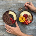 Coconut Shell Bowls with Wooden Spoons for Poke Ramen Rice