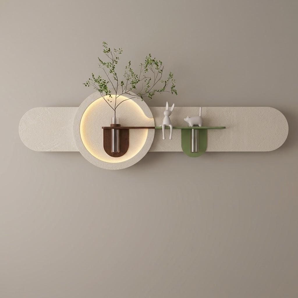 LED Backlit Wall Art, Oval Wabi Sabi Wood Panel with Flower
