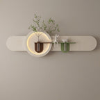 LED Backlit Wall Art, Oval Wabi Sabi Wood Panel with Flower
