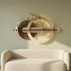 LED Backlit Round Wall Art, Wabi Sabi Textured Wood Disc