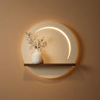 LED Backlit Round Wall Art, Small Wabi Sabi Wood Panel with
