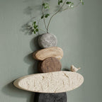 Wabi Sabi Stone Wall Art, Japandi Pebble Totem Decor