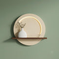 LED Backlit Round Wall Art, Small Wabi Sabi Wood Panel with