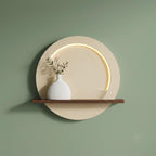 LED Backlit Round Wall Art, Small Wabi Sabi Wood Panel with