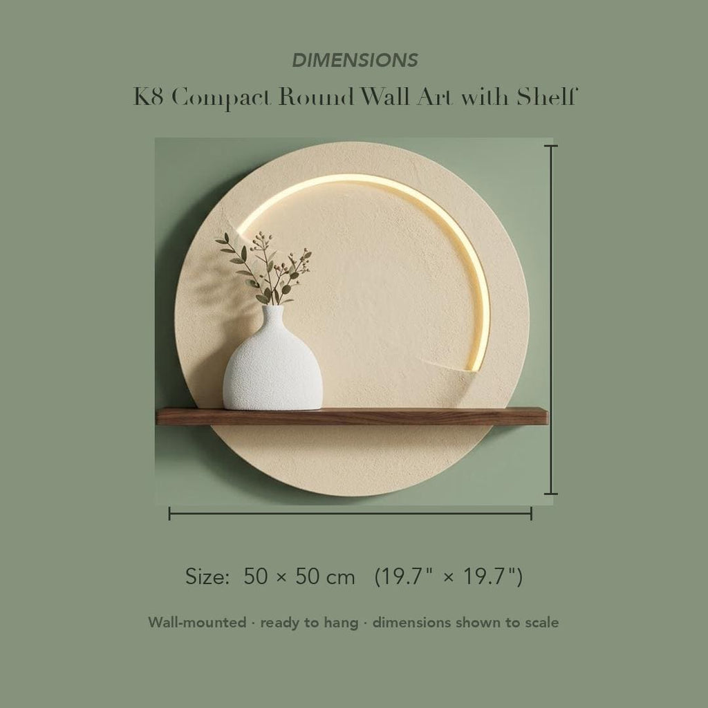 LED Backlit Round Wall Art, Small Wabi Sabi Wood Panel with