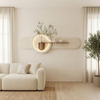 LED Backlit Wall Art, Oval Wabi Sabi Wood Panel with Flower